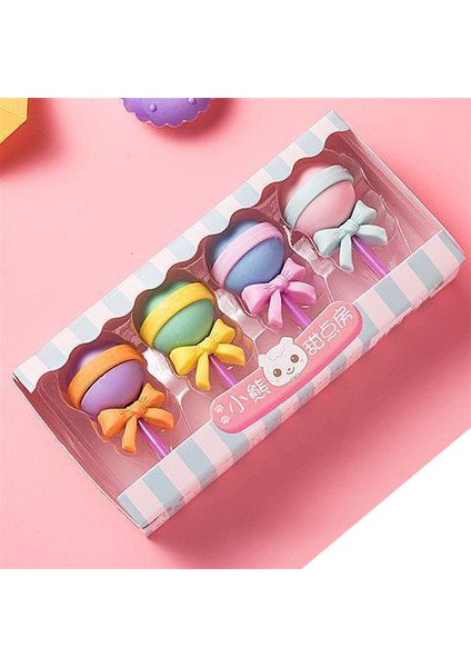 Lolipop 4 Adet/takım Yenilik Karikatür Tatlı Serisi Silgiler Sevimli Mini Lolipop Dondurma Kauçuk Kalem Silgisi Çocuklar Öğrenci Okul Kırtasiye (Yurt Dışından)