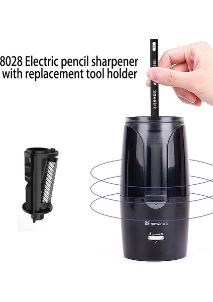 8028-BLACK Tenwin Otomatik Elektrikli Kalemtıraş Kalemler USB Ağır Mekanik Bileme Çocuklar Için Kırtasiye Ofis Okul Malzemeleri (Yurt Dışından) indirimleri