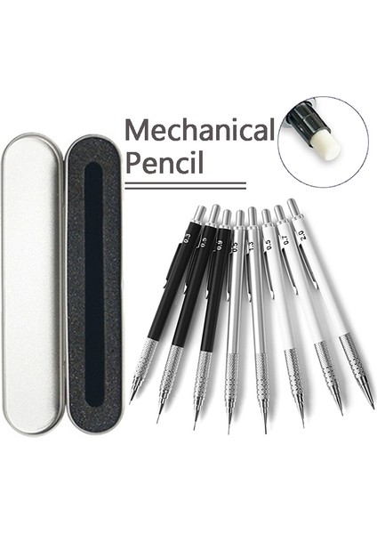 0.9 Siyah ve Kutu 0.3 0.5 0.7 0.9 1.3 2.0mm Mekanik Kalem Seti Metal Kalem Kutusu ile Hb Talepleri Okul Ofis Hediye Kutusu Öğrenci Boyama Malzemeleri (Yurt Dışından)