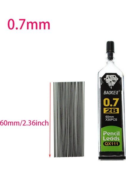 2b 0.7mm 30/şişe Otomatik Kurşun Kalem Öğrenci Yazma Sanat Kroki Renkli Çubuk Otomatik Kalem Yakıt Ikmali Yedek Parça 0.3/0.5/0.7/0.9 M (Yurt Dışından)