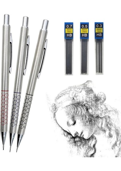 0.9mm Set 0.5 0.7 0.9mm Metal Mekanik Kurşun Kalem Silgi Seti 2b/hb Kurşun Sanat Kroki Çizim Malzemeleri Otomatik Kalem Yazma Kırtasiye (Yurt Dışından) modelleri
