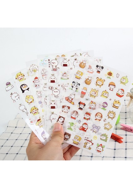 E 6 Adet/grup Su Geçirmez Karikatür Sevimli Şeffaf Diy Dekorasyon Çıkartmaları Kore El Hesabı Çıkartmalar Kawaii Plastik Bardak Çıkartmalar (Yurt Dışından) indirimleri