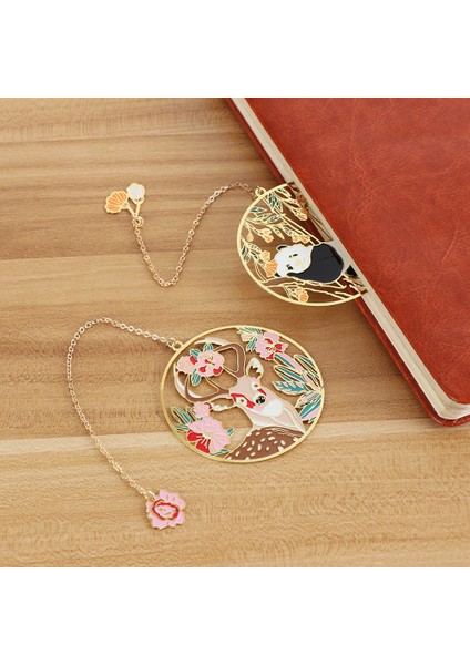 Stil 1 Şık Retro Çin Tarzı Geyik/panda Desen Kitap Ayracı Kolye Oymak Sayfalama Metal Kitap Ayracı Kırtasiye Kaynağı Hediye (Yurt Dışından) indirimleri