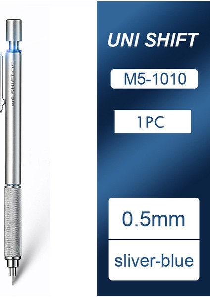 1 Adet 0.5mm Gümüş Uni Mekanik Kurşun Kalem Lapiceros 0.3/0.4/0.5/0.7/0.9 mm Shıft Boru Kilidi Metal Otomatik Kalemler Anti-Kırık Çekirdek Okul Malzemeleri (Yurt Dışından)