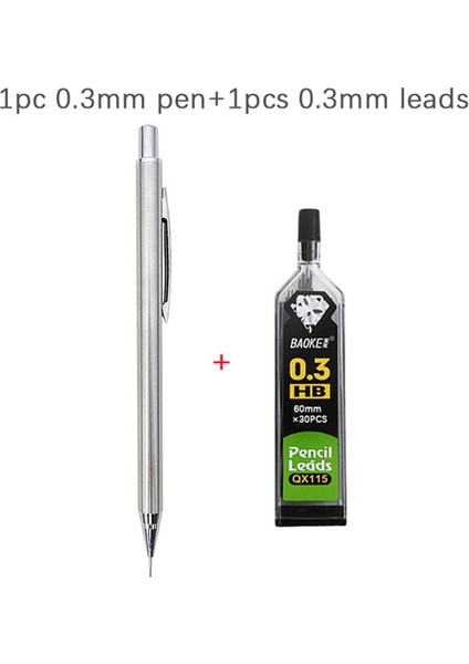 0.3mm Set-2pc Yüksek Kaliteli Metal Mekanik Kurşun Kalem 0.3/0.5/0.7/0.9mm Çizim Otomatik Kurşun Kalem Seti Ofis Okul Yazma Kırtasiye (Yurt Dışından)