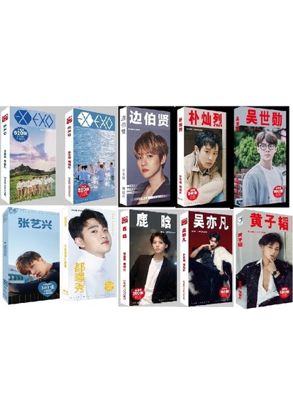 Luhan Exo Lay Baekhyun Sehun Chanyeol Kartpostal Koleksiyonu Kartları Çıkartma Seti Çin Erkek Şarkıcı Aktör Kombinasyonu Bant Festivali Hediye (Yurt Dışından)