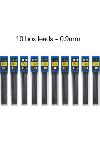10 Kutu Yedekler-0.9mm Şeffaf Mekanik Kurşun Kalem 0.3, 0.5, 0.7, 0.9mm Kurşun Yedekler ile Eskiz Otomatik Kalemler Sanat Çizim Boyama Için Set (Yurt Dışından)