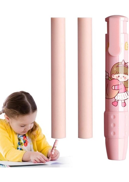 Pembe Geri Çekilebilir Kalem Şekli Silgi Kalem Yazma ve Çizim Için Silgi Kalem Silgisi Karikatür Tasarım Okul Çocuklar Için Hediye (Yurt Dışından)