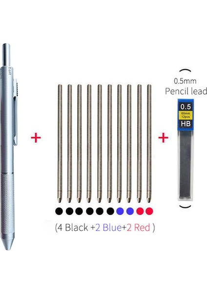 Kalem-Şerit Seti Metal Çok Renkli Kalem 4'ü 1 Yerçekimi Sensörü Tükenmez Kalem 3 Renkli Tükenmez Kalem ve 1 Mekanik Kurşun Kalem Ofis Okul Kırtasiye Hediyesi (Yurt Dışından)