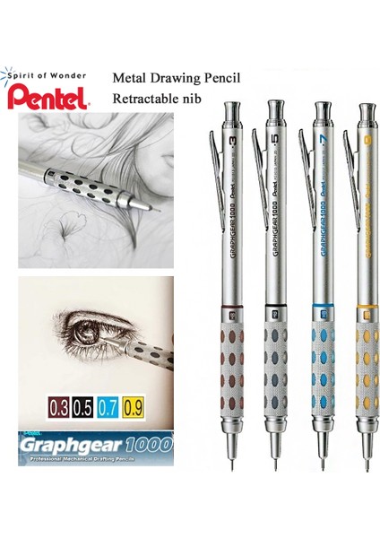 0.5mm Pentel Graphgear 1000 Mekanik Kurşun Kalem Metal Çubuk Düşük Ağırlık Merkezi Geri Çekilebilir Uç Çizim Kalem Kroki 0.3 0.5 0.7 0.9mm (Yurt Dışından) fiyatları