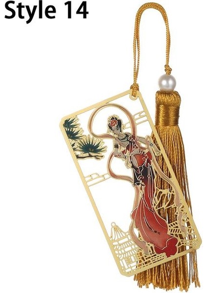 Stil 14 Dunhuang Duvar Kültürel Çin Tarzı Yaratıcı Metal Içi Boş Kitap Ayracı Püskül Retro Kitap Klibi Sayfalandırma Işareti Metal Pirinç Kitap Ayracı (Yurt Dışından)