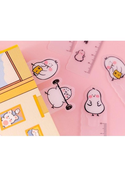 B 36 Takım/grup Kawaii Tavuk Imi Kitaplar Için Sevimli Pvc Imleri Mimi Şeffaf Cetvel Okul Ofis Malzemeleri Kırtasiye Hediye (Yurt Dışından) indirimleri