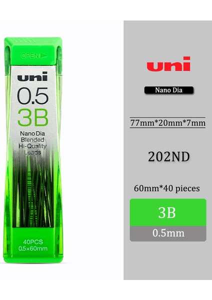 0.5 3b 1 Adet Unı 202ND Otomatik Kalem Dolum 0.3/0.5/0.7mm Ilkokul Öğrencileri Yazma Sürekli Kurşun 2b/hb/2h Nano-Grafit (Yurt Dışından)