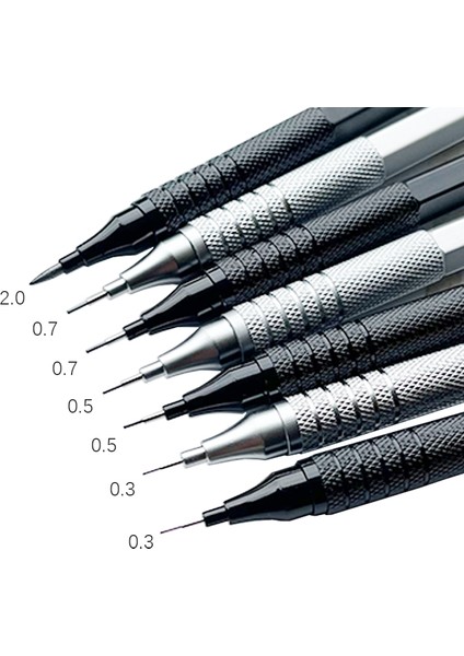 0.5mm Gümüş Kalem 1 Adet 0.3/0.5/0.7/2.0mm Mekanik Kurşun Kalem 0.5mm Düşük Merkezi Yerçekimi Metal Çizim Özel Ofis Okul Kalem Yazma Sanat Malzemeleri (Yurt Dışından)