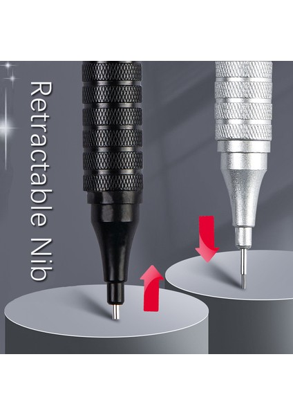 0.5mm Gümüş Kalem 1 Adet 0.3/0.5/0.7/2.0mm Mekanik Kurşun Kalem 0.5mm Düşük Merkezi Yerçekimi Metal Çizim Özel Ofis Okul Kalem Yazma Sanat Malzemeleri (Yurt Dışından)