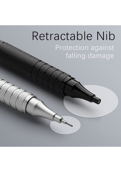 0.5mm Gümüş Kalem 1 Adet 0.3/0.5/0.7/2.0mm Mekanik Kurşun Kalem 0.5mm Düşük Merkezi Yerçekimi Metal Çizim Özel Ofis Okul Kalem Yazma Sanat Malzemeleri (Yurt Dışından)