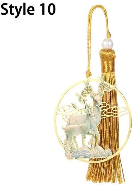Stil 10 Dunhuang Duvar Kültürel Çin Tarzı Yaratıcı Metal Içi Boş Kitap Ayracı Püskül Retro Kitap Klibi Sayfalandırma Mark Metal Pirinç Kitap Ayracı (Yurt Dışından)