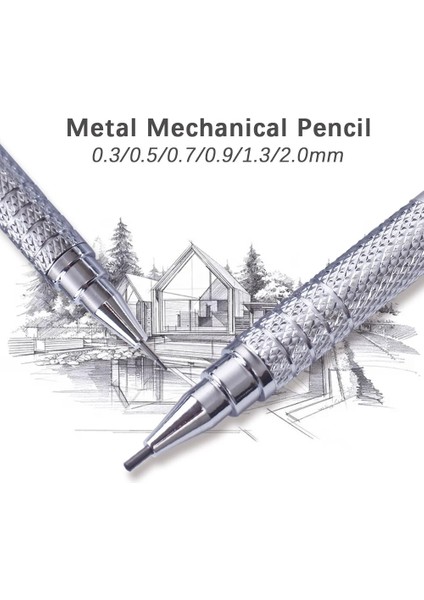 0.9mm Siyah Set Sıcak Satış Çizim Otomatik Kalemler 0.3 0.5 0.7 0.9 1.3 2.0mm Siyah Beyaz Gümüş Metal Mekanik Kurşun Kalem Silgi Seti (Yurt Dışından) fiyatları