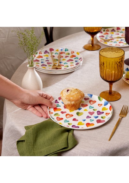 Kalpli 6 Parça Porselen Pasta / Tatlı Seti 21 cm