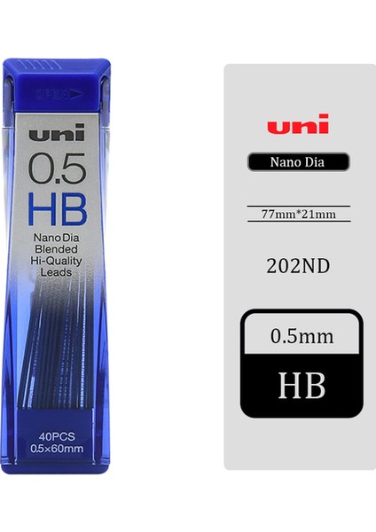 0.5mm Hb Japonya Unı Mekanik Kurşun Kalem 0.5mm 202ND Nano Yeni Kurşun Çekirdek Kırılması ve Yazılması Kolay Değil Pürüzsüz Sonsuzluk Kalem Kırtasiye (Yurt Dışından)