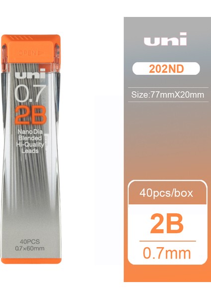 0.7mm 2b 1 Adet Unı Kurşun 0.3/0.5/0.7/0.9-202ND Nano Elmas Ekstra Sert Otomatik Kalem Yedekler Kalem Kurşun Siyah Kurşun HB2B/2H/3B/4B (Yurt Dışından)