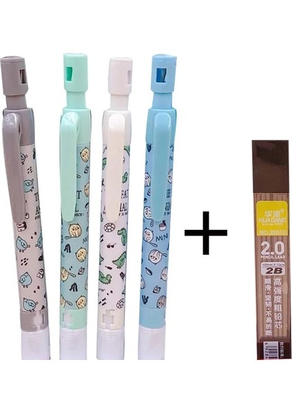 C 4 Adet 4 Karikatür Köpek 2.0 mm Otomatik Kalem + Dolum Mekanik Kurşun Kalem Desen Kalın Kurşun Kalem Okul Malzemeleri Ofis Kırtasiye (Yurt Dışından)