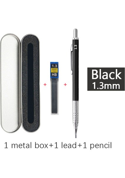 1.3 Siyah ve Kutu 0.3 0.5 0.7 0.9 1.3 2.0mm Mekanik Kalem Seti Metal Kalem Kutusu ile Hb Talepleri Okul Ofis Hediye Kutusu Öğrenci Boyama Malzemeleri (Yurt Dışından)