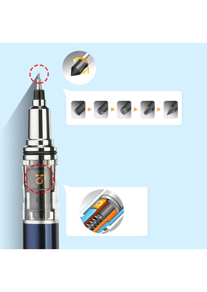 M5-452 Mavi 1 Adet Unı M5-559 /450 0.5mm Ilkokul Öğrencileri Sürekli Yazma Kuru Toga Dönen Çift Hızlı Mekanik Kurşun Kalem 0.3mm (Yurt Dışından)