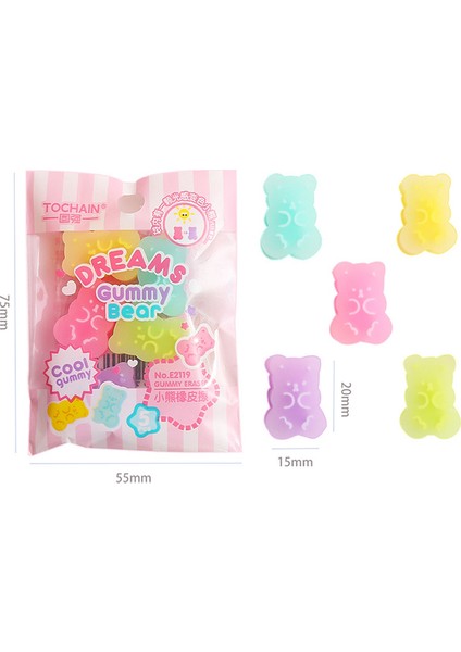 A-1 Paket 5 Adet/paket Kawaii Ayı Silgi Sevimli Öğrenci Kalem Yazma Çizim Silgi Çocuk Hediyeleri Kore Kırtasiye Ofis Malzemeleri (Yurt Dışından)