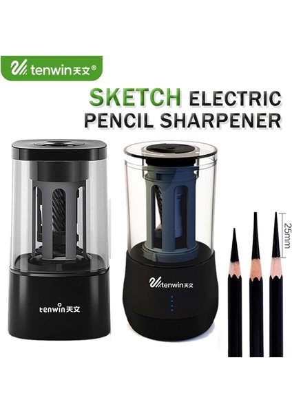8039-BLACK Tenwin 8039 Plug-In Güç Elektrikli Kalemtıraş Kroki/kömür/kalem Uzun/kısa Delik Anahtarı Otomatik Kalemtıraş (Yurt Dışından) fiyatları
