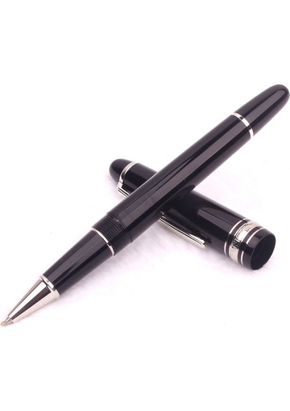SILVER-ROLLERBALL145 Monte Meisterstuck Koleksiyonu Siyah Reçine Tükenmez Blance MB Rollerball Kalemler Platin Kaplamalı Inlay Serisi Numara 163 Kutulu (Yurt Dışından)