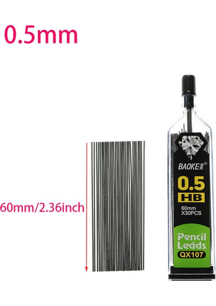 Hb 0,5 mm (1 Şişe = 30) Otomatik Kurşun Kalem Testi 0,3 / 0,5 / 0,7 / 0,9 mm Hb/2b/2h Otomatik Kurşun Kalemde Mürekkep Doldurma Okul Ofisi (Yurt Dışından)