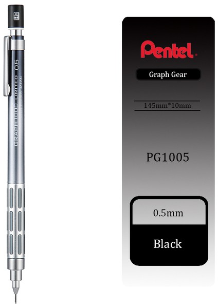 Siyah Pentel GRAPH1000 Çizim Otomatik Kalem PG1005 Degrade Renk Sınırlı 0.5mm Öğrenci Metal Düşük Merkezi Yerçekimi Boyama Kroki (Yurt Dışından)