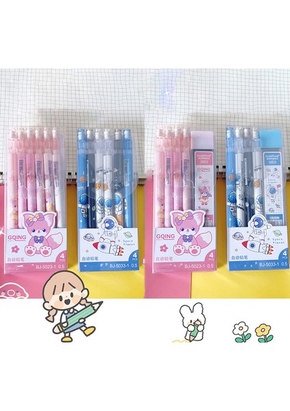 B 4/6 Adet 0.5mm Sevimli Karikatür Otomatik Kalemler Yaratıcı Basın Kalemler Öğrenci Mekanik Kurşun Kalemler Kawaii Kırtasiye Hediye Okul Ofis (Yurt Dışından) indirimleri