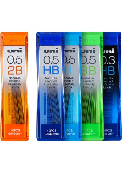 0.3 2b 1 Adet Unı Kurşun Kalem 0.3/0.5/0.7/0.9MM-202ND Nano Elmas Ekstra Sert Siyah Kurşun Mekanik Kurşun Kalem Yedekleri Hb/2b/3b/4b/h/2h/4h (Yurt Dışından)