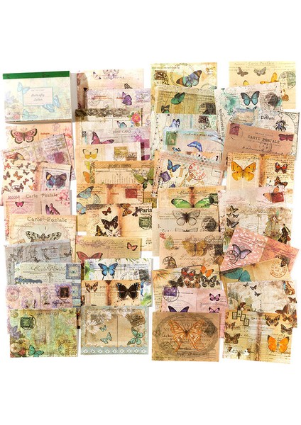 Stil 1 Vintage Bloknot Malzeme Kağıt Kitap Çiçekler Kelebek Mektup Dıy Scrapbooking Kartları Günlüğü Önemsiz Dergisi Retro Dekorasyon Kağıdı (Yurt Dışından)