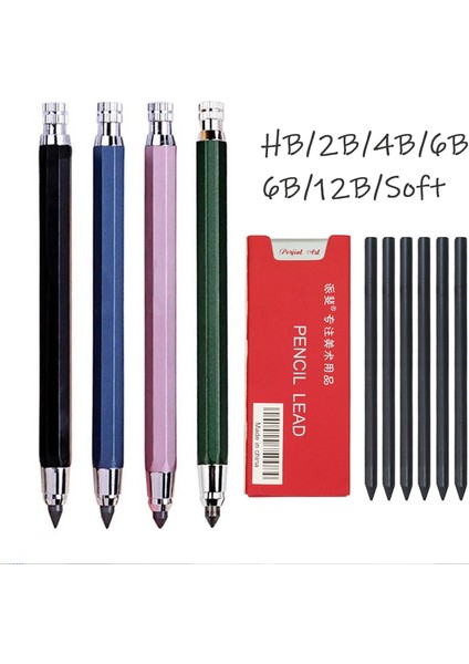 4 Adet Karışık 5.6mm Kalın Çekirdek Renk Gökkuşağı Otomatik Kalem Kömür Metal Aktivite Kalem Boyama Sanatı Kalem Çizim Kurşun Kawaii Kırtasiye (Yurt Dışından) modelleri