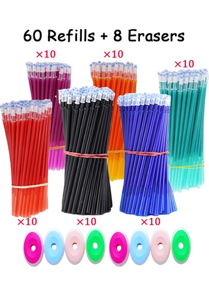 68 Adet 6 Yedek Set 68 Adet/takım 0.35MM Kawaii Silinebilir Kalemler Yazma Kız Hediyeler Için Sevimli Ayı Jel Kalem Ofis Aksesuarları Okul Malzemeleri Kırtasiye (Yurt Dışından)