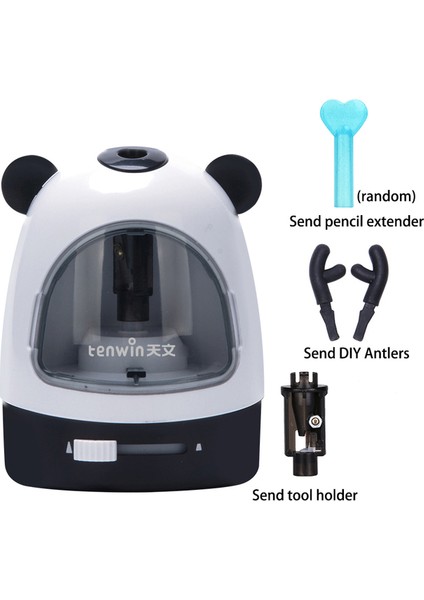 Panda Tenwın Karikatür Mekanik Kalemtıraş Elektrikli Bileme Otomatik Okul Malzemeleri Çocuk Sevimli Kırtasiye 5 Renk (Yurt Dışından)