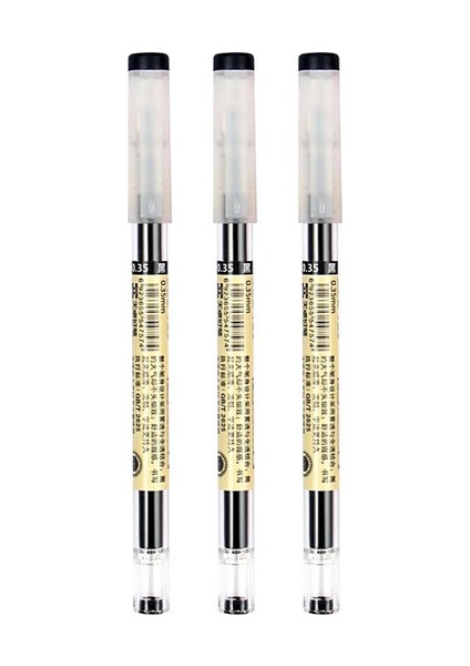 Black-3pcs-Pen 12 Adet/grup 0.35MM Ultra Ince Finans Jel Kalem Kırmızı/siyah/mavi Mürekkep Yedekler Çubuk Tükenmez Kalemler Okul Ofis Sınav Malzemeleri Kırtasiye (Yurt Dışından)