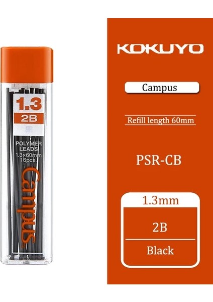 1.3mm 2b Kokuyo Otomatik Kurşun Kalem Kampüs Hb/b/2b Kırılması Kolay Değil Kurşun Pürüzsüz ve Hassas 0.7/0.9/1.3mm Öğrenci Kırtasiye (Yurt Dışından)