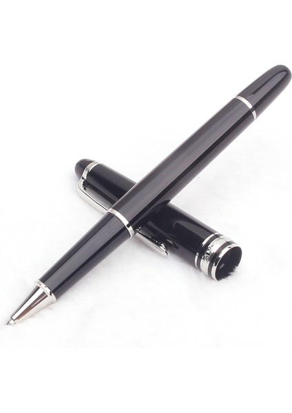 Silver-Rollerball Monte Meisterstuck Koleksiyonu Siyah Reçine Tükenmez Blance MB Rollerball Kalemler Platin Kaplamalı Kakma Seri Numarası 163 Kutulu (Yurt Dışından)