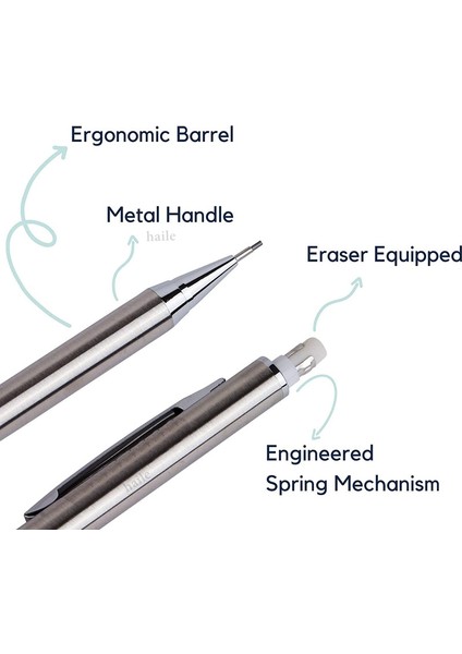 0.5mm 2 Adet Kalem Seti F Haile Metal Mekanik Kalem Seti Çizim Otomatik Kalem 0.5,0.7mm 2b Talepleri Yedekler Sanat Malzemeleri Japon Kırtasiye (Yurt Dışından)