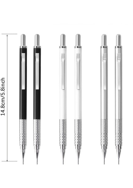 0.7mm Gümüş Yeni Tam Metal Mekanik Kurşun Kalem 0.3 0.5 0.7 0.9 1.3 2.0mm Siyah Gümüş 2b Sanat Boyama Eskiz Kalemler Ofis Okul Malzemeleri (Yurt Dışından) modelleri