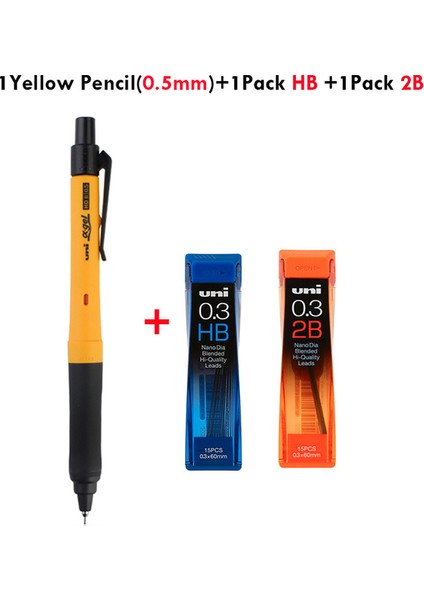 0.5mm Sarı Set Uni Kawaii Mekanik Kurşun Kalem Okul Kırtasiye Malzemeleri 0.3/0.5mm Çift Modlu Rotasyon Öğrenciler Anti-Kırık Çekirdek Otomatik Kalemler (Yurt Dışından)