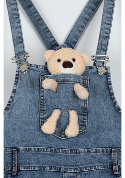 Kız Çocuk Mevsimlik Bol Paça Boyu Ayarlanabilir Kot Teddy Salopet fiyatları