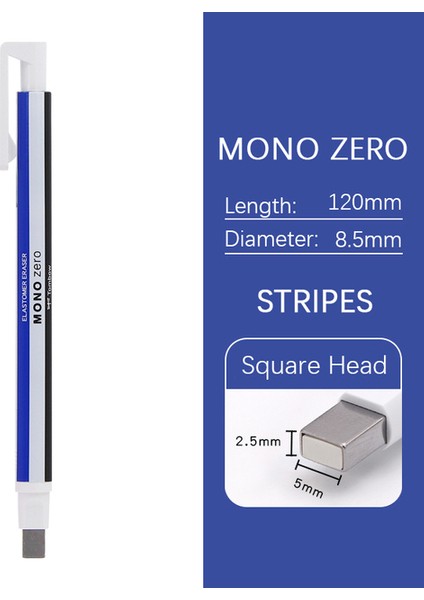 1xstripe Kare Kafa 1 Adet Tombow Mono Sıfır Silgi Kalem Şekli Kauçuk Pres Tipi Yuvarlak Kare Doldurulabilir Çizim Kırtasiye Doğru Düzeltme Detayları (Yurt Dışından)