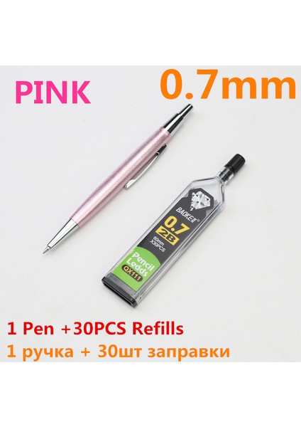 0.7mm Pembe Sevimli Mini Metal Kalem 0.7/0.5mm Siyah Sarı Pembe Mavi Kısa Öğrenci Yazma Mekanik Otomatik Kalem ile 30 Adet Yedekler (Yurt Dışından)
