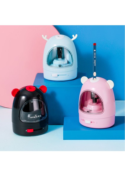 Siyah Set Tenwın Karikatür Mekanik Kalemtıraş Elektrikli Bileme Otomatik Okul Malzemeleri Çocuk Sevimli Kırtasiye 5 Renk (Yurt Dışından) indirimleri