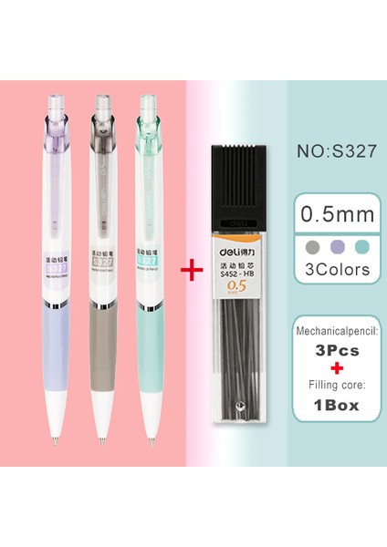S327 Deli Mekanik Kurşun Kalem 0.5mm/0.7mm Kurşun Dolum Öğrenci Yazma Kırtasiye Çocuklar Için Okul Malzemeleri Silgili Otomatik Kalem (Yurt Dışından)